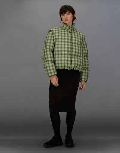 Herno Laminar Jacket In Check Woven In Green