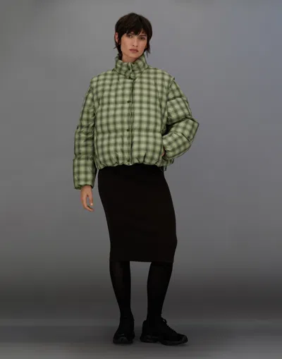 Herno Laminar Jacket In Check Woven In Green