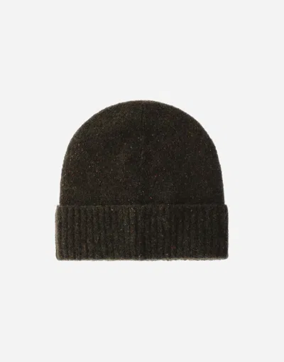 Herno Beanie In Melange Wool Blend In Black