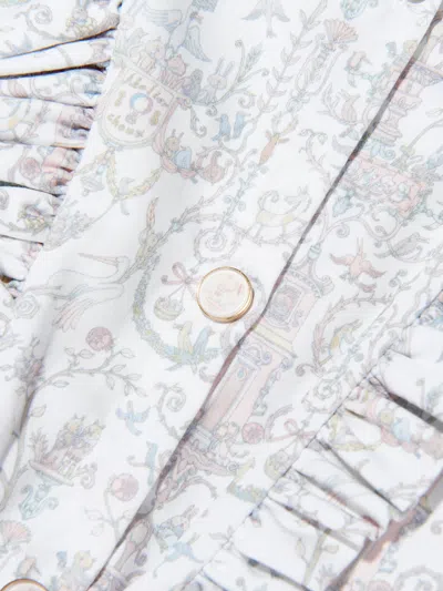Atelier Choux Girls Aurélie Toile De Jouy Ruffle Dress In White