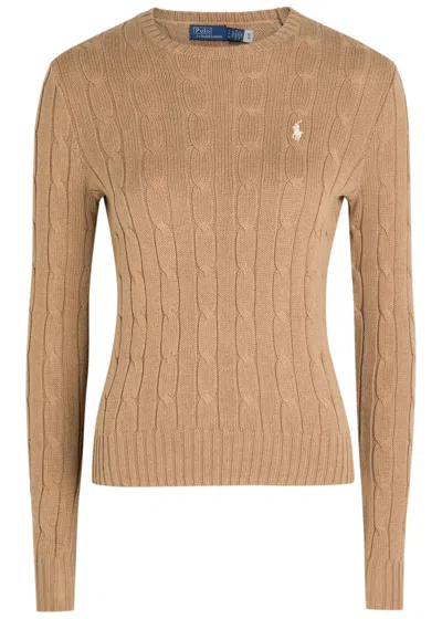 Polo Ralph Lauren Cotton Cable Knit Sweater In Brown