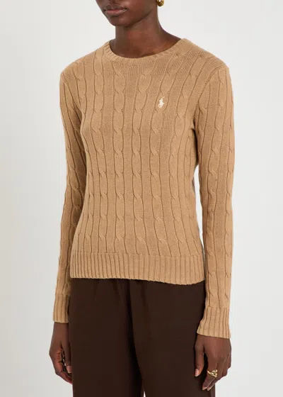 Polo Ralph Lauren Cotton Cable Knit Sweater In Brown