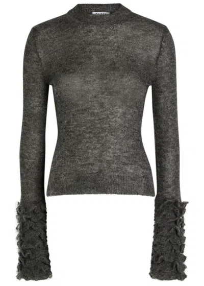 Alaïa Alaia Women Ruffled Sweater In Gray
