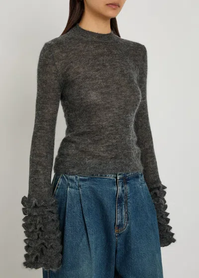Alaïa Alaia Women Ruffled Sweater In Gray