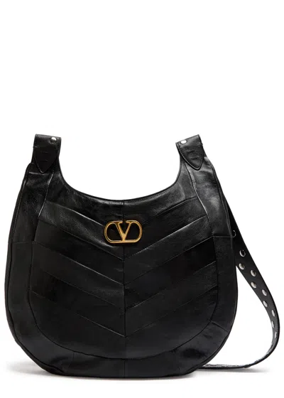 Valentino Hoboho Small Shoulder Bag With Studded Strap In Black