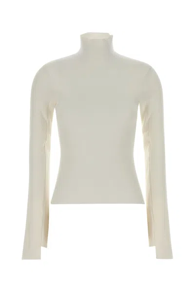 Courrèges Courreges Turtleneck Sweater In Black Viscose Blend In White