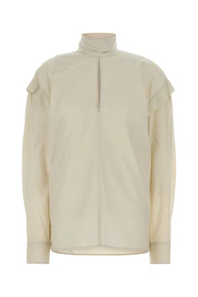 Lemaire Women Sand Cotton Blend Blouse In Brown