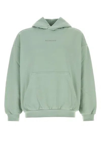 Balenciaga Cotton Sweatshirt With Hood And Pocket In Green