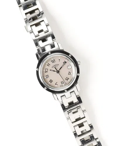Pre-owned Hermes Hermès Clipper 24mm Ref Cl4.210 Mother-of-pearl Watch