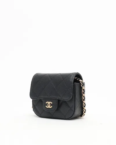Pre-owned Chanel Caviar Mini Wallet On Chain Bag In Black