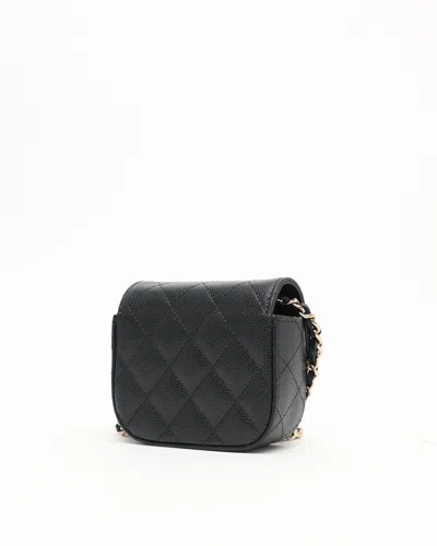 Pre-owned Chanel Caviar Mini Wallet On Chain Bag In Black