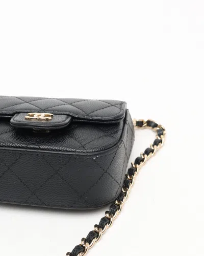 Pre-owned Chanel Caviar Mini Wallet On Chain Bag In Black