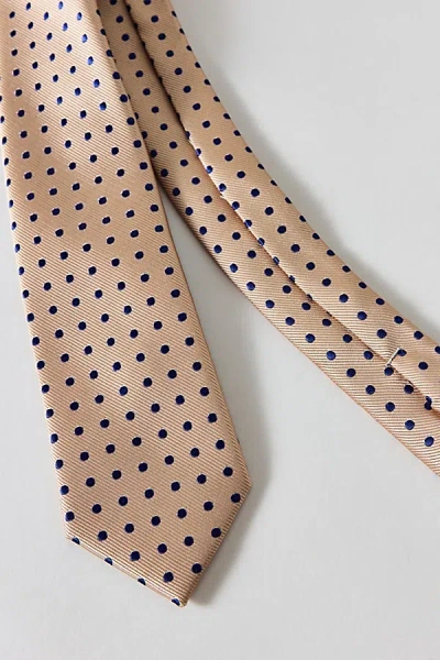 Urban Outfitters Polka Dot Neck Tie In Tan, Men's At  In Neutral