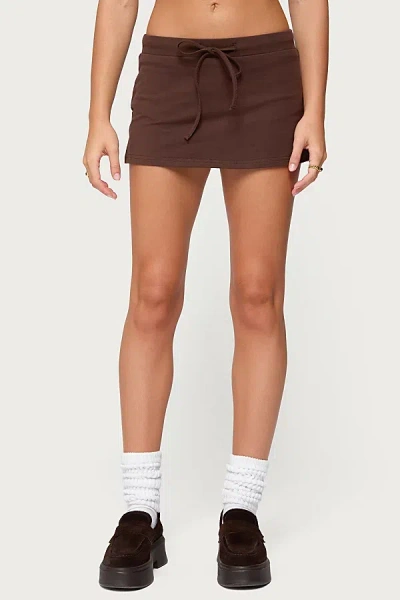 Edikted Bayside Stretch Cotton Micro Skort In Brown