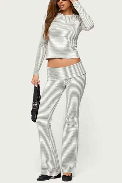 Edikted Kaeli Stripe Flare Pants In Gray