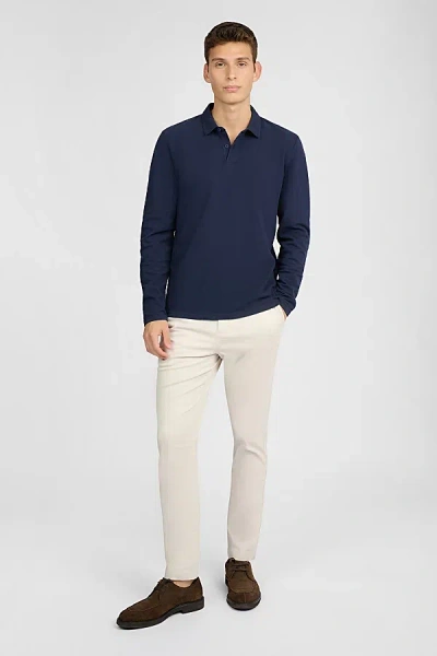 Onia Long Sleeve Pique Polo In Blue