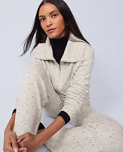 Ann Taylor Weekend Collection Half-zip Sweater In Neutral