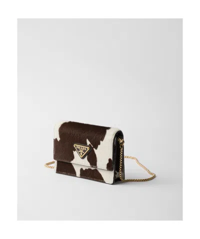 Prada Printed Leather Card Holder With Shoulder Strap In Multi