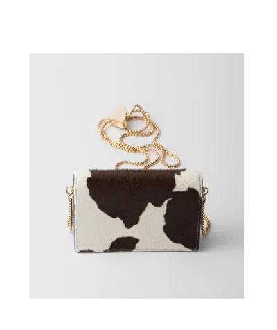 Prada Printed Leather Card Holder With Shoulder Strap In Multi