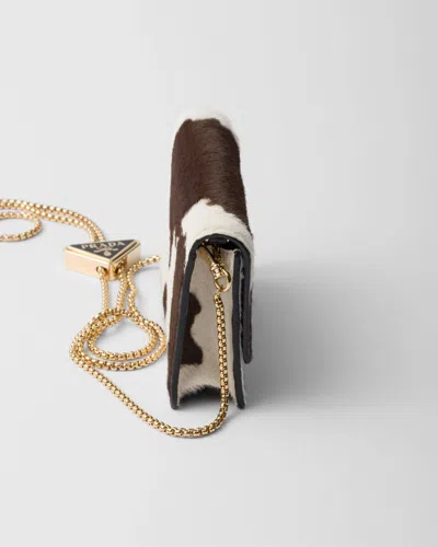 Prada Printed Leather Card Holder With Shoulder Strap In Multi
