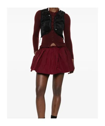 Cecilie Bahnsen Sheer Sleeveless Vest With Drawstring And Buttons In Black