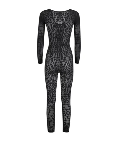 Wolford Python-pattern Long-sleeve Jumpsuit In Black