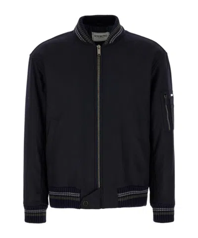 Iceberg Zipper Long-sleeve Casual Jacket In Black