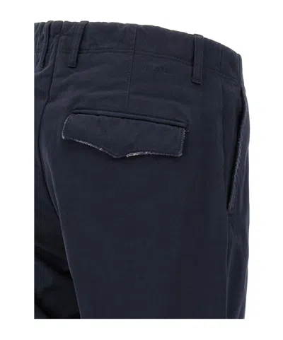 Incotex Cotton Trousers With Pleated Front And Pockets In Black