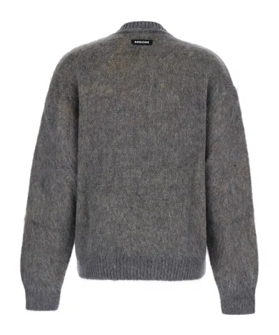 Msgm Graphic Intarsia Knit Jumper In Gray