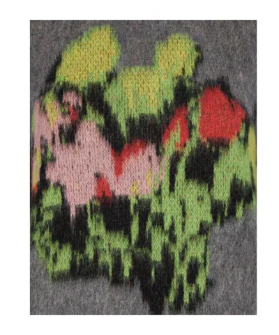 Msgm Graphic Intarsia Knit Jumper In Gray