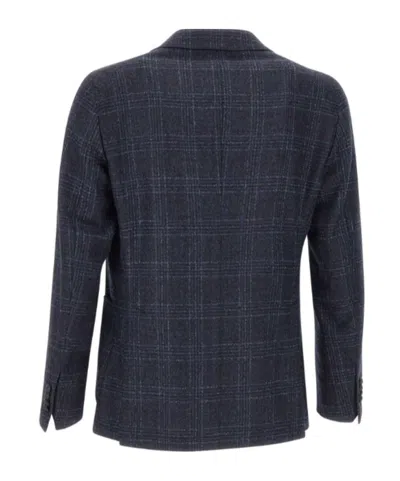Tagliatore Blue Prince Of Wales Montecarlo Single-breasted Blazer In Blue