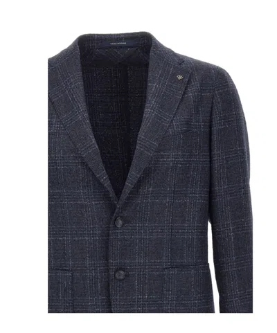 Tagliatore Blue Prince Of Wales Montecarlo Single-breasted Blazer In Blue