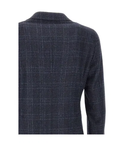 Tagliatore Blue Prince Of Wales Montecarlo Single-breasted Blazer In Blue