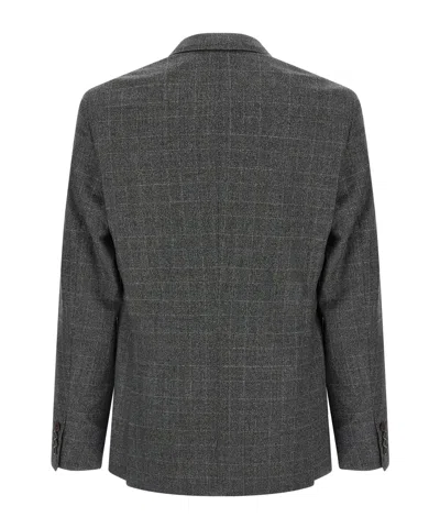 Pal Zileri Check Pattern Notch Lapel Blazer In Gray