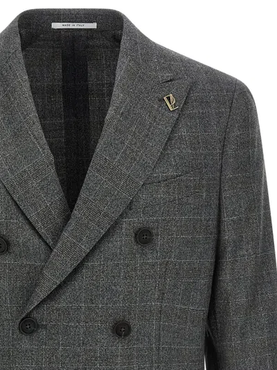 Pal Zileri Check Pattern Notch Lapel Blazer In Gray