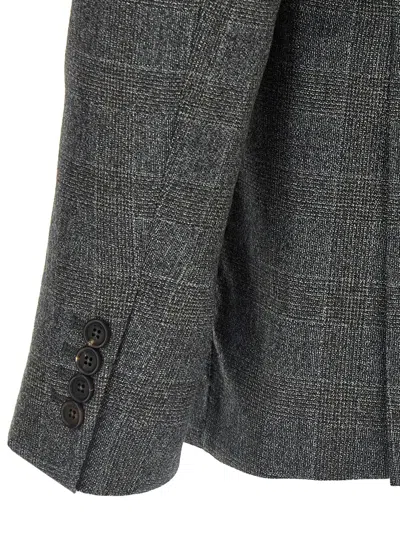Pal Zileri Check Pattern Notch Lapel Blazer In Gray