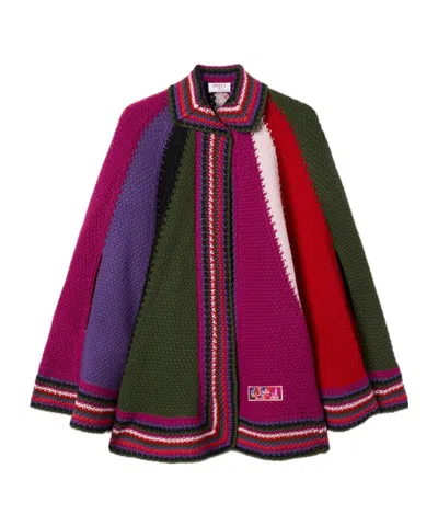 Pucci Color Block Large Cape In Purple