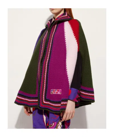 Pucci Color Block Large Cape In Purple