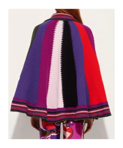 Pucci Color Block Large Cape In Purple