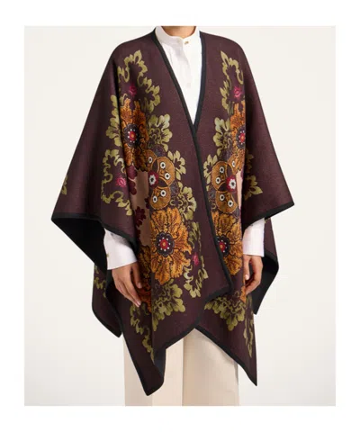 La Doublej La Double J Patterned-intarsia Wool Poncho In Black