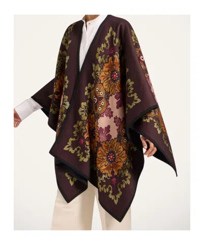 La Doublej La Double J Patterned-intarsia Wool Poncho In Black