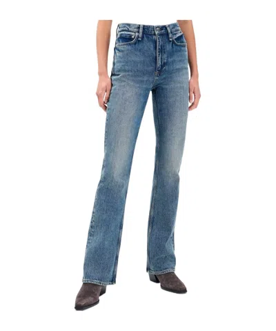 Rag & Bone Peyton High Rise Full Length Bootcut Jeans In Pikes In Blue