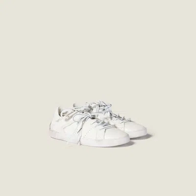 Miu Miu Deco Leather Sneakers In White