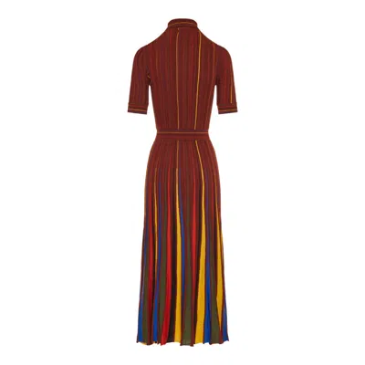 Gabriela Hearst Calypso Pinstripe Knit Midi Dress Burnt Sienna Merino Wool In Burgundy