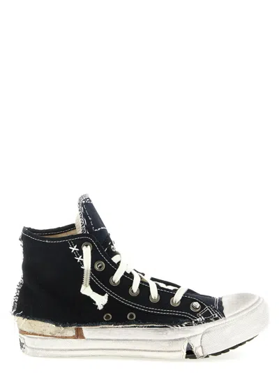 Maison Margiela Midnight Blue Canvas Loved To Death Sneakers In Black