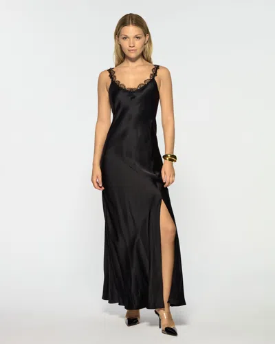 Serena Bute Slip Dress With Lace Trim In Black