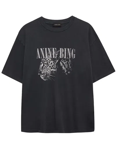 Anine Bing T-shirt Cohen In Cotone Ardesia Donna In Black