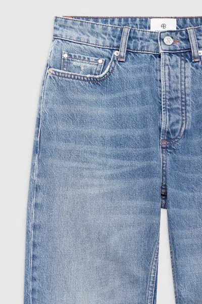 Anine Bing Bruno Destructed Frayed Jeans In Blue