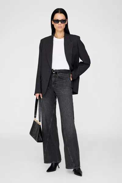 Anine Bing Brie Jeans Woman Black In Black
