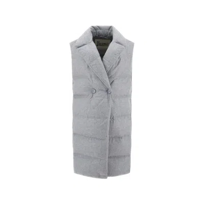 Herno Padded Long Gilet Coat Women In Gray
